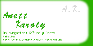 anett karoly business card